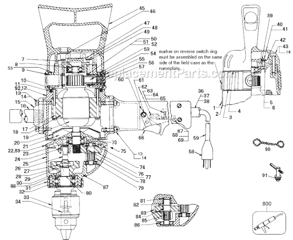 Page A Diagram and Parts List for Type 3 Black and Decker Electric Drill
